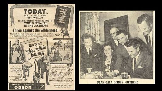 The Odeon Theatre's newspaper advertisement — "the first motion picture to have its world premiere in the Lakehead".
